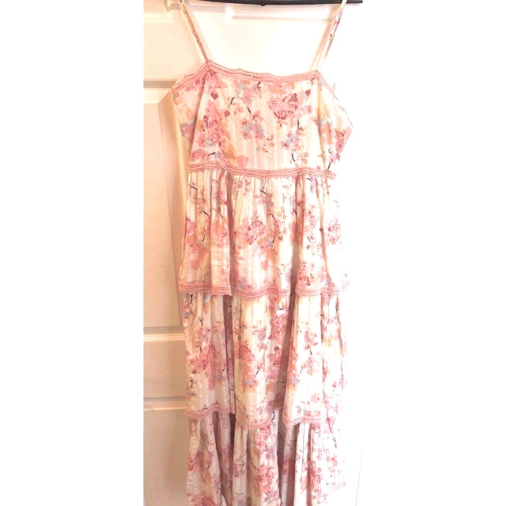 NEW Caroline Constas Tiered Ruffle Floral Maxi Dress Crochet boho hippie US S